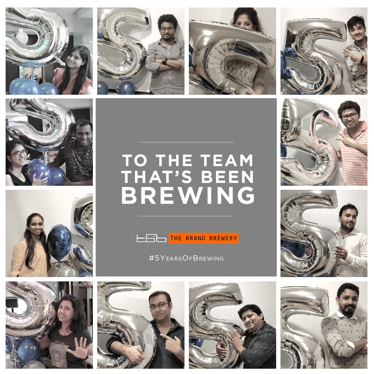 TBBIndia's tweet photo. As we turn a new leaf today on completing half-a-decade of brewing ideas and campaigns, we'd like to thank each and every member of our awesome team, even the ones who were camera-shy, for working hard and smart with the same enthusiasm when we started.

#5YearsofBrewing #TBB https://t.co/5pDA9Fr0IC