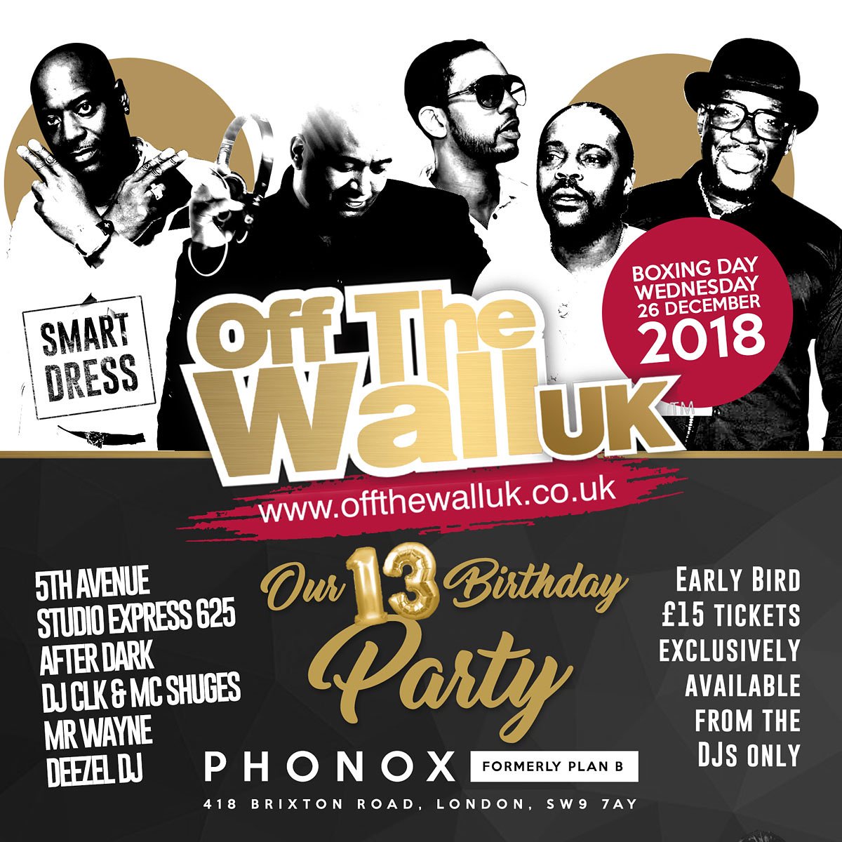 OffTheWallUK's tweet photo. Off The Wall is back at our spiritual home-Phonox  (formerly Plan B) in Brixton. Reggae, R&amp;B, Hip Hop, Garage, Pop and more from 80s/90s. #OffTheWallUk #5thavenue #StudioExpress #DJCLK #AfterDark https://t.co/yFgy80fU91