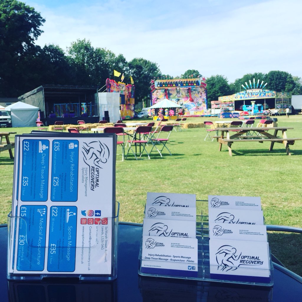 ContactOptimal's tweet photo. If you are around #rothwell today, and fancy a day at oulton fest. Make sure to come and see us and if you have any questions about our services feel free to ask!! #Oultonfest #rehab #sport #recovery #massage #deeptissue #acupuncture #pilates #core https://t.co/ayWRnWWKl6