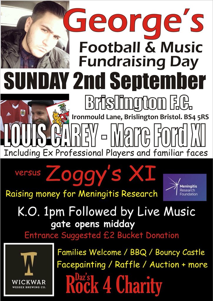 TourdeZogs's tweet photo. 🚨 THIS SUNDAYS FUNDAY! 🚨
📍 Brislington Football Club
💷 Raising money for @M_R_F
⌚️ K.O 1pm onwards
🎫 £2 suggested entry donation
🛍 Raffle & Auction
🍔BBQ and Cake Sale
🖍 Bouncy Castle and Facepainting
📱 #TourdeZogs #MachuPeachCrew https://t.co/kcJpx5PmxK