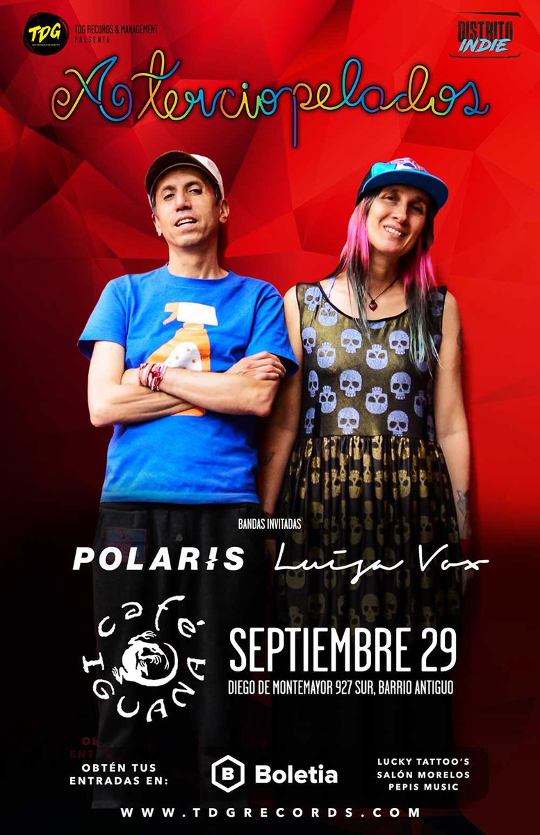 Confirmados! 🎶 #Aterciopelados regresa a Monterrey este 29/Septiembre al <a href="/CAFEIGUANAMX/">CAFE IGUANA</a> ‼️

#GiraClaroscura