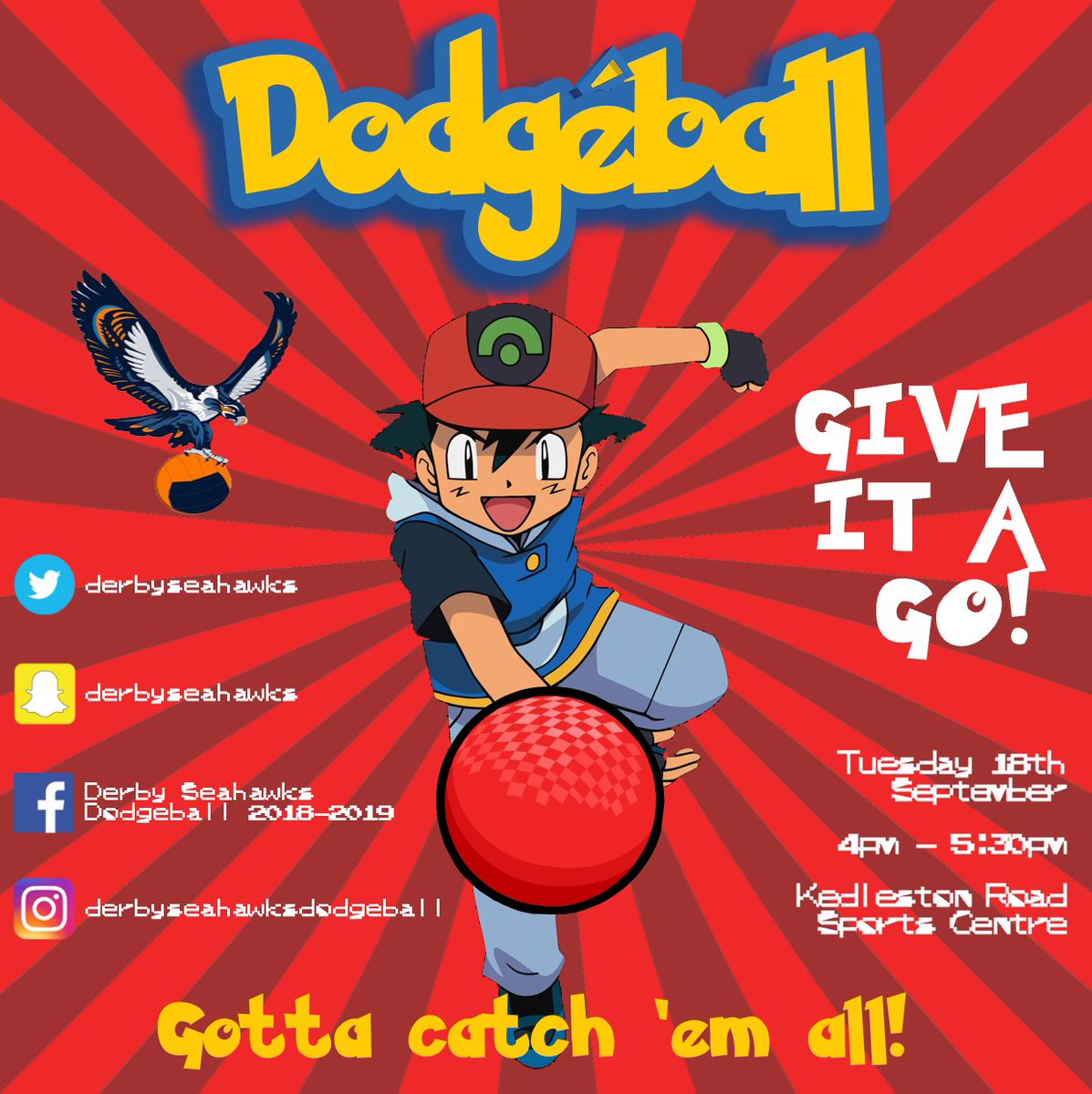 We're running a taster session on the 18th September! It's open to freshers and returning students of all abilities. Whether you have years of experience or you have never thrown a ball! GIVE IT A GO!!! <a href="/TeamDerby/">Team Derby</a> <a href="/derbyunistudent/">Derby Uni Students</a> #dodgeball #giveitago