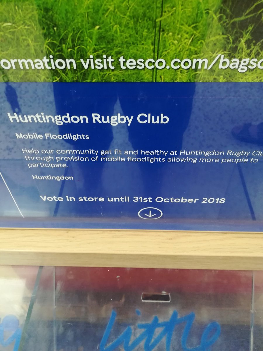 huntingdonrugby's tweet image. Visiting @Tesco in #Huntingdon? Make sure you take one of their blue tokens and vote for us please #newfloodlights