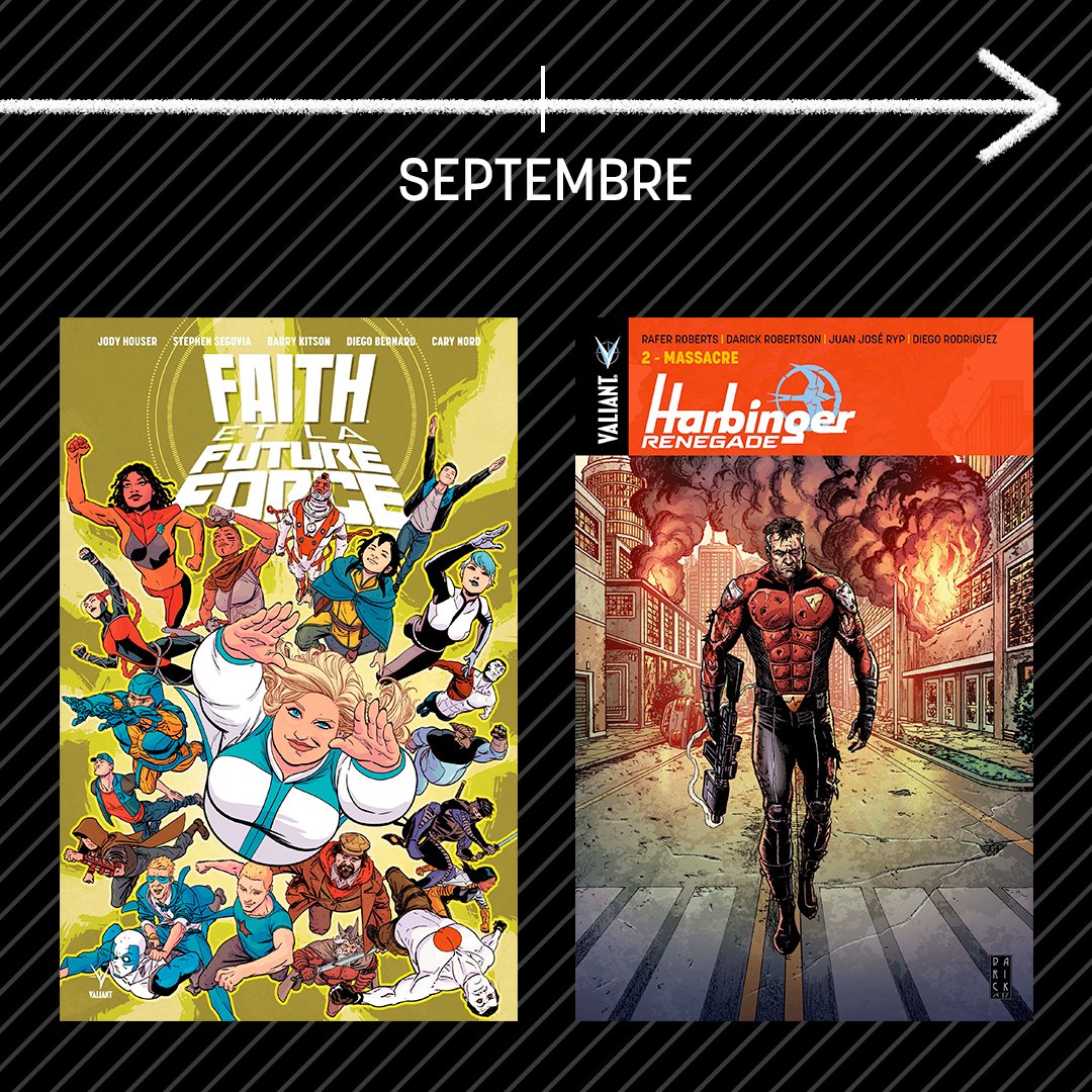 En septembre !
⚡ Faith et la Future Force : bliss-comics.com/work/faith-and…

⚡ Harbinger Renegade T2 : Massacre 
bliss-comics.com/work/harbinger…

#blisscomics  #valiant #faith #harbingerrenegade #jodyhouser #stephensegiva #barrykitson #diegobernard  #raferroberts #darickrobertson #juanjoseryp