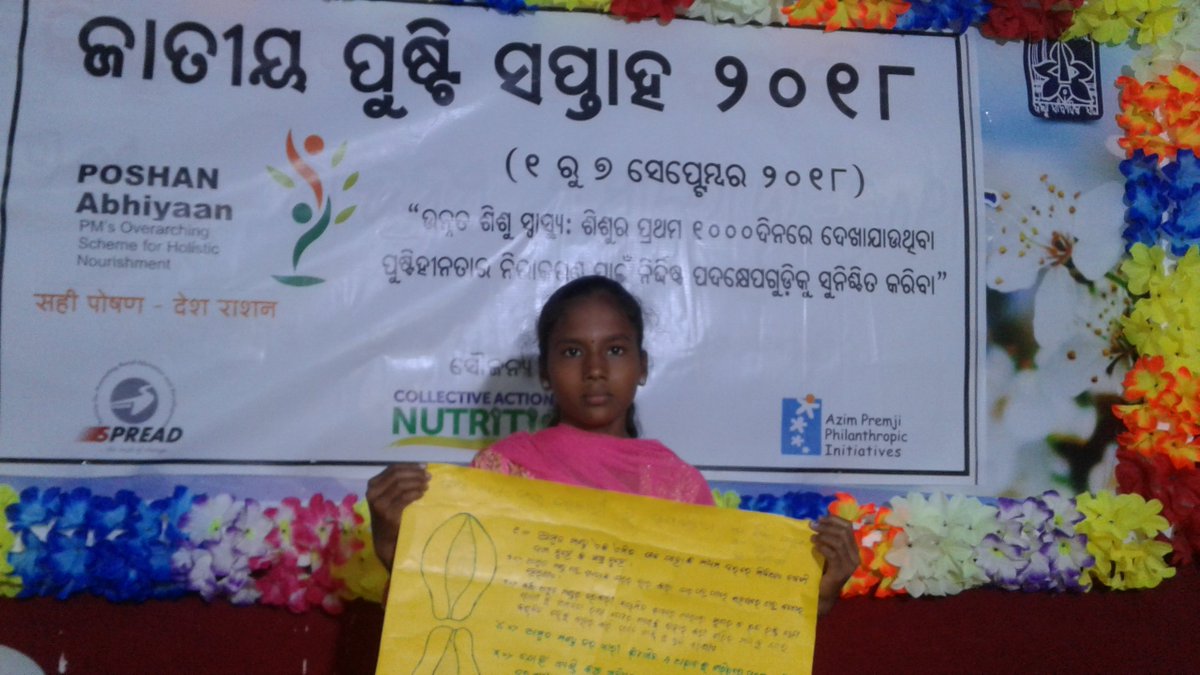 CANOdisha's tweet photo. #Can_Spread organized poster making activities with adolescents on the eve of #NationalNutritionWeek #PoshanMaah. 250 boys and girl took part. Posters were displayed at the launching event today at Balangir joined by CDMO &amp; other officials. @DMBalangir @PoshanAbhiyaan @WCDOdisha https://t.co/3OrebyATVS