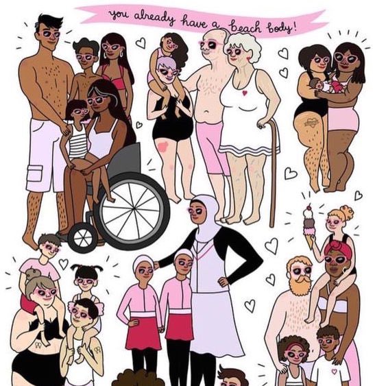 A reminder as we are soaking in one of the last weekends of the summer- we already have beach bodies! Art: <a href="/tylerfeder/">Federer Tyler</a> #mysisterorg