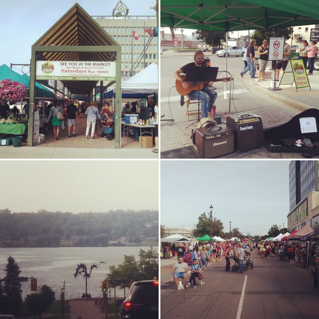 BarrieFarmersM's tweet photo. It's a beautiful and busy morning at the Barrie Farmers' Market. Come out to downtown Barrie and enjoy fantastic food, mellow music, and the best view of Kempenfelt Bay. #marketmorning #beautifulbarrie https://t.co/IXLOE94EUi