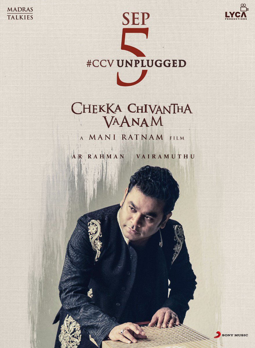 MadrasTalkies_'s tweet image. The news you&apos;ve been waiting for! @arrahman will be performing Chekka Chivantha Vaanam songs live on the 5th of September at #CCVUnplugged!

Online launch from 5th onwards...

Want to catch the event? We&apos;re going Facebook Live for you!#ChekkaChivanthaVaanam #CCV #ManiRatnam