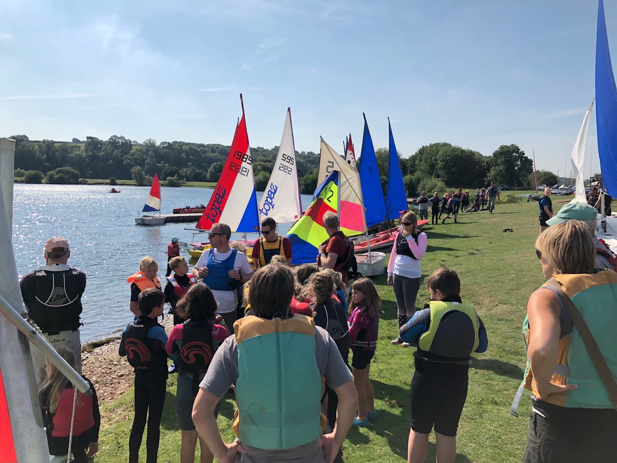 Saturday club as busy as ever in the sunshine today #juniorsailing #ryaonboard #ryamidlands