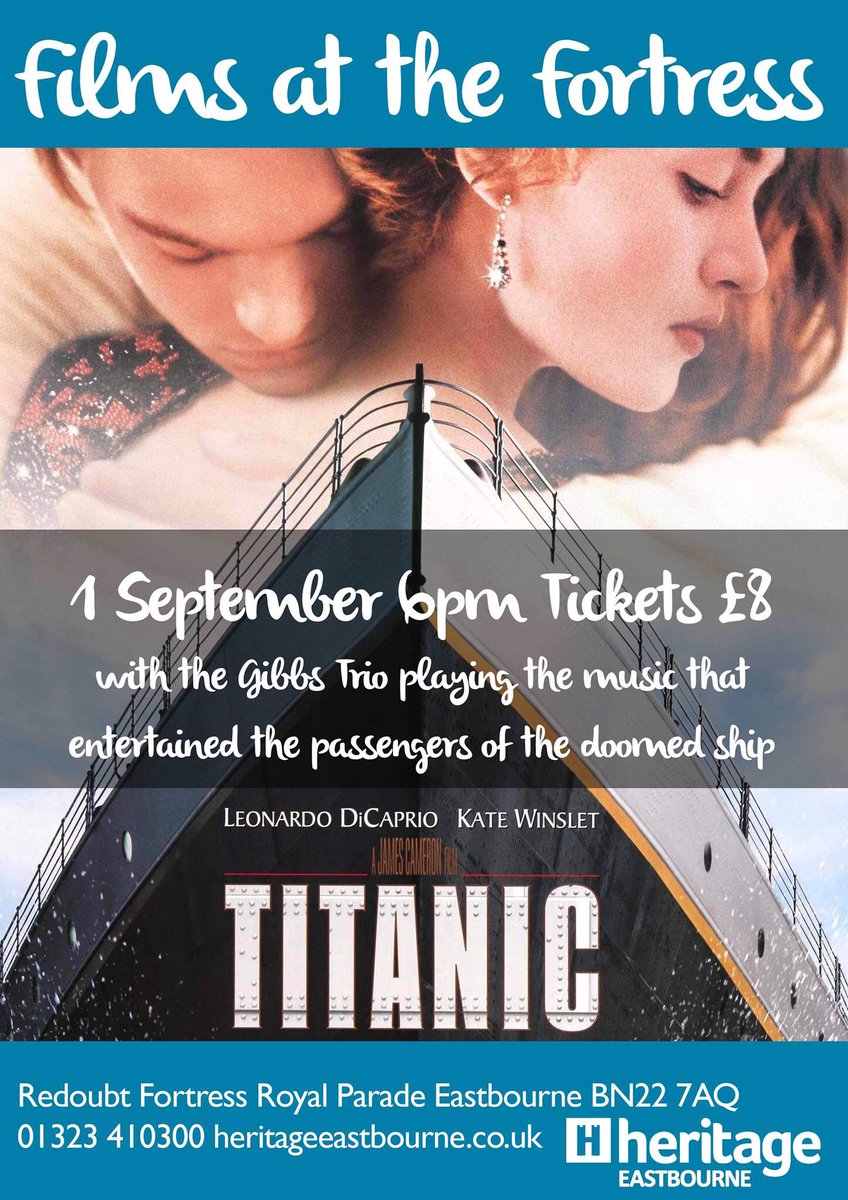 redoubtfortress's tweet photo. We have 1 ticket left for tonight's Titanic screening! Doors and bar open at 6pm, the Gibbs Trio playing music heard on the Titanic from 6.15-7.15 and film starts at 7:30. https://t.co/NeLQWRuyI2