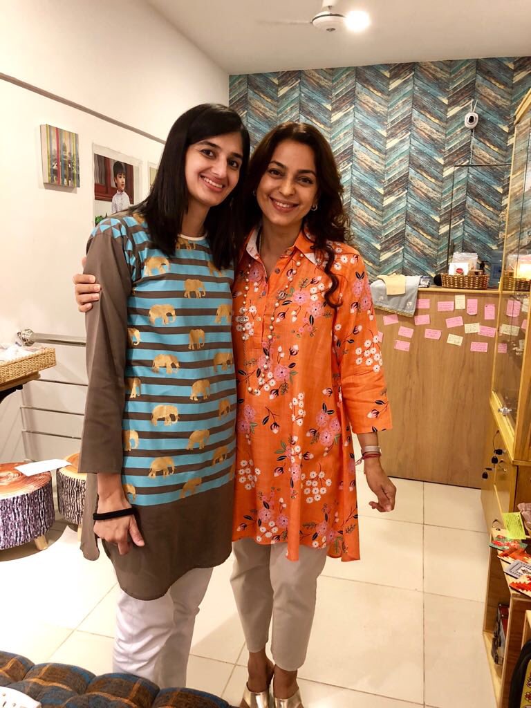 Juhi Chawla on Twitter: &quot;In Karachi , at my niece Selina and Kiran&#39;s very  very charming store &#39; FOUR STORIES &#39; , 2nd lane Zamzama .The cutest  children&#39;s clothes , lovely women&#39;s