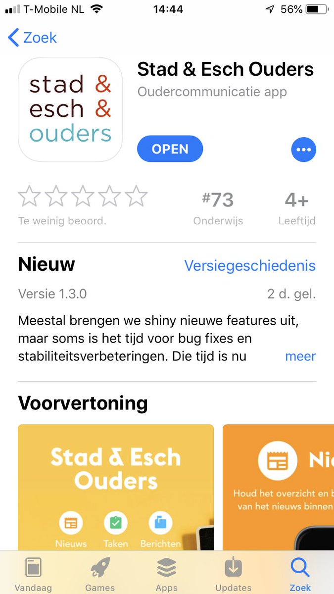 De hoy-versie voor Stad &amp; Esch staat in de App Store binnen de top 100 in de categorie Onderwijs! 🎉
Vragen of opmerkingen over de app? Reageer op deze tweet of mail ons op info@hoyapp.nl