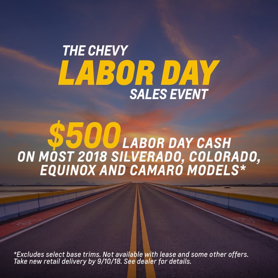 The Chevy Labor Day Sales Event. Now through September 10! pbxx.it/5GFxKI