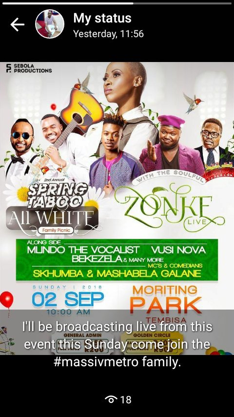 eddiemogul's tweet photo. Come join the @MassivMetro FAM tomorrow #moritingpark #tembisa spring has sprung https://t.co/XZlMk51FSn