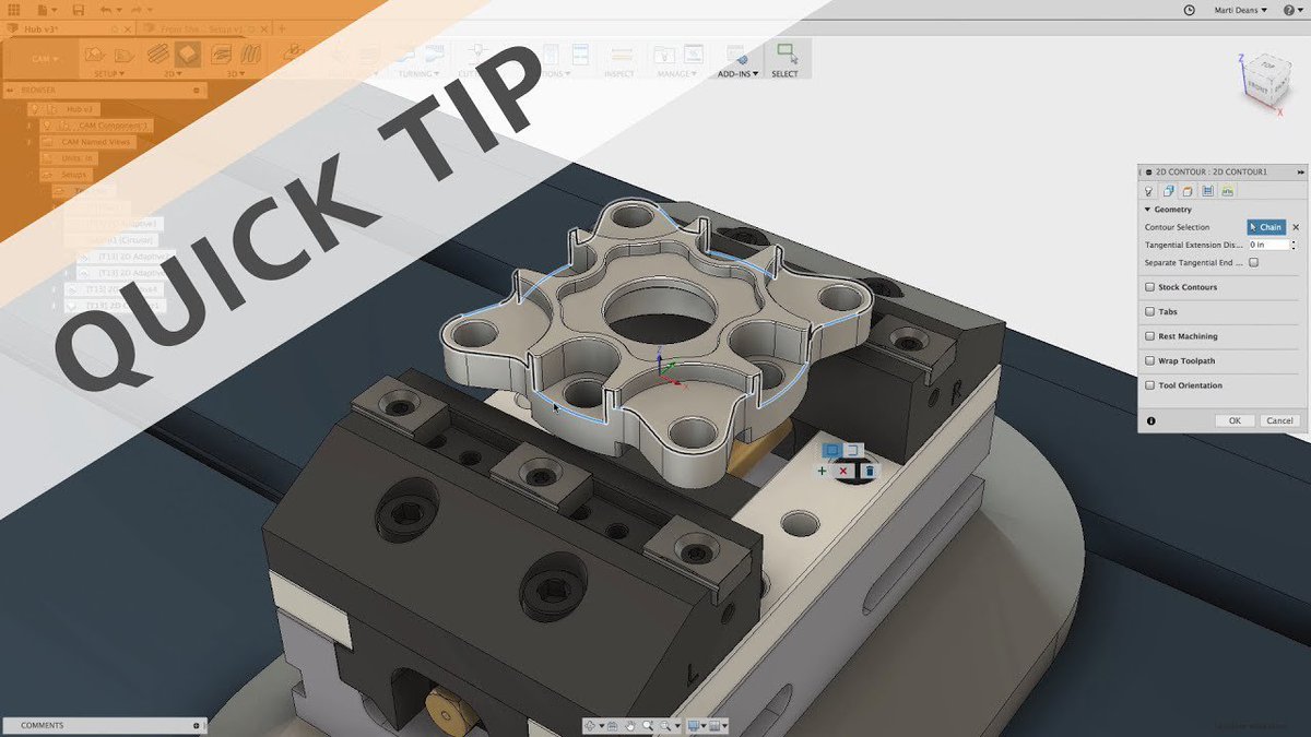 Inventor_HSM's tweet photo. Adjusting selected contours is a powerful tool for anyone using CAM in Fusion 360. Watch this QUICK TIP to learn how to use this feature. https://t.co/aBY9bhAuCu https://t.co/UsQrfp5V5M