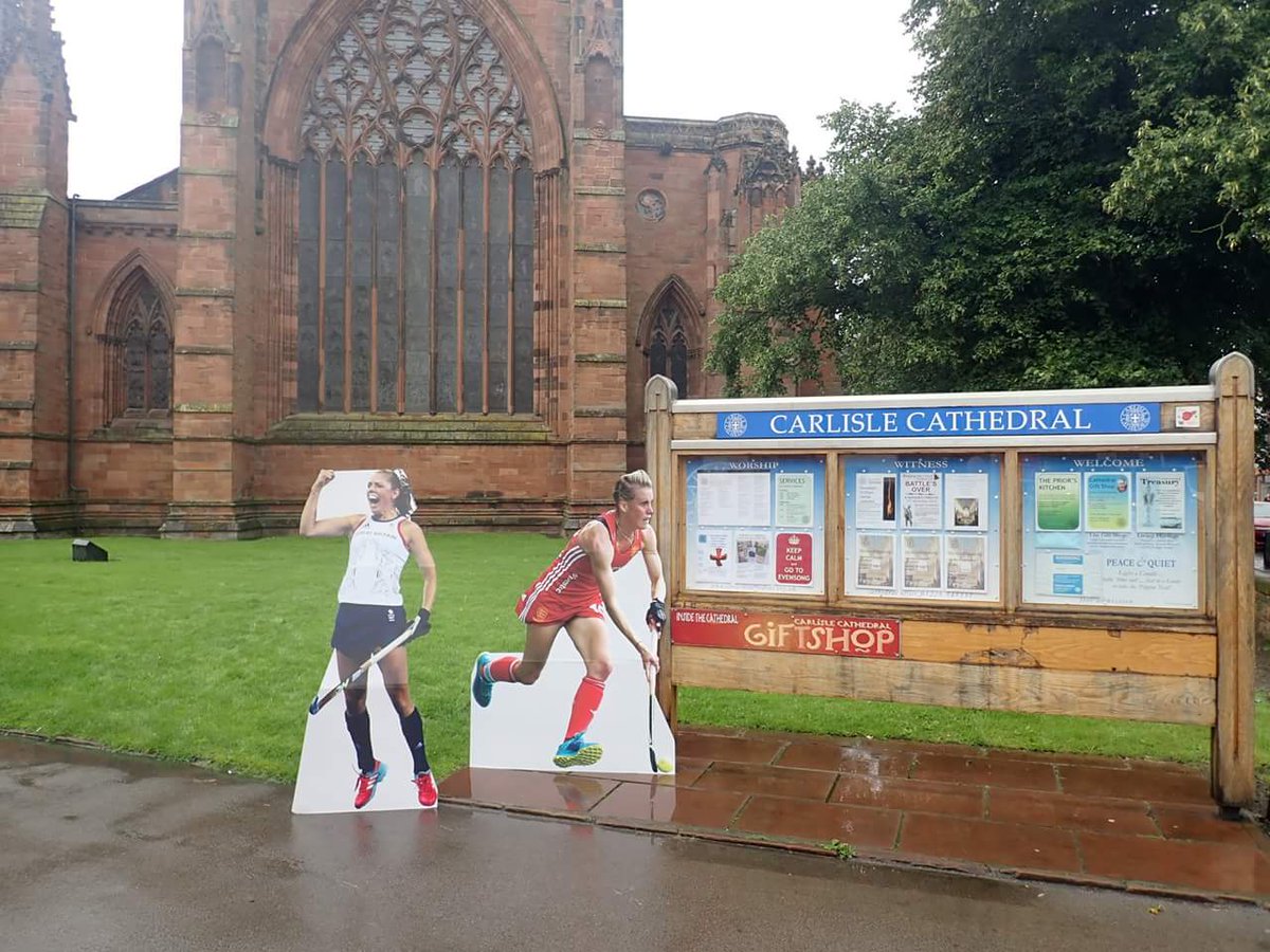 CarlisleHC's tweet photo. In preparation for our #Hockeyfest we have been showing @EnglandHockey and @GBHockey stars @AlexDanson15 and @giselleansley around #Carlisle, but now they are relaxing as tomorrow is the big day!
All welcome from 11am. Games to watch, chance to have a go and loads of 🍰 and 🌭! https://t.co/bV0jbD2fe6