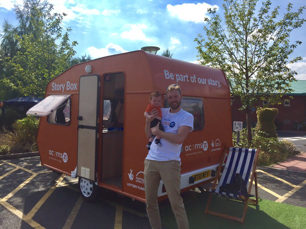 Fab day at @AcornsHospice today with the #storybox Caravan on its maiden voyage! #lotteryfunded #acorns30years