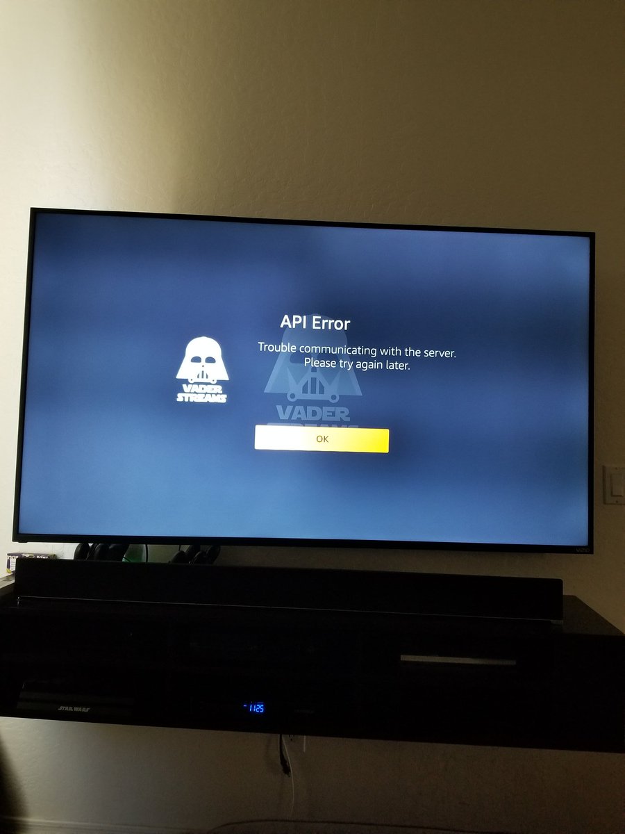 cpullins's tweet image. About 50% of the time I try to use this app, I get this. Purchased the service a month ago. Not much found with a Google search. #vaderstreams #apierror