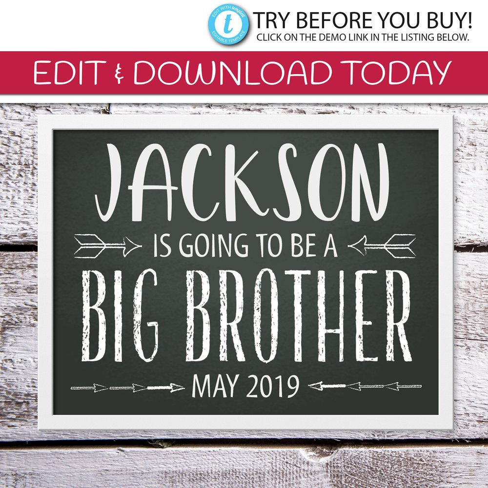 CreateFirelight's tweet image. EDIT YOURSELF | Big Brother Announcement | Pregnancy Announcement | Photo Shoot Prop | Big Brother Sign | DIY Printable | Chalkboard etsy.me/2C9KCO0 #birthannouncement #bigbrother #photographyprop #pregnancy #announcement #maternityshoot #pregnancysign