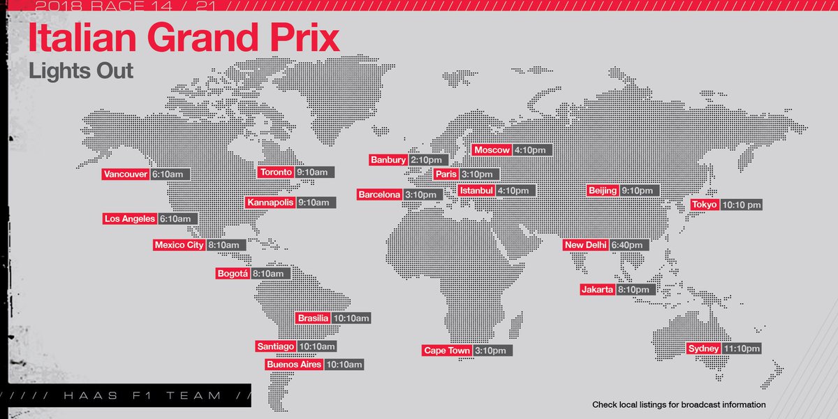 HaasF1Team's tweet photo. Where in the 🌍 will you be watching from? 

#ItalianGP https://t.co/LBNYFPKVt0