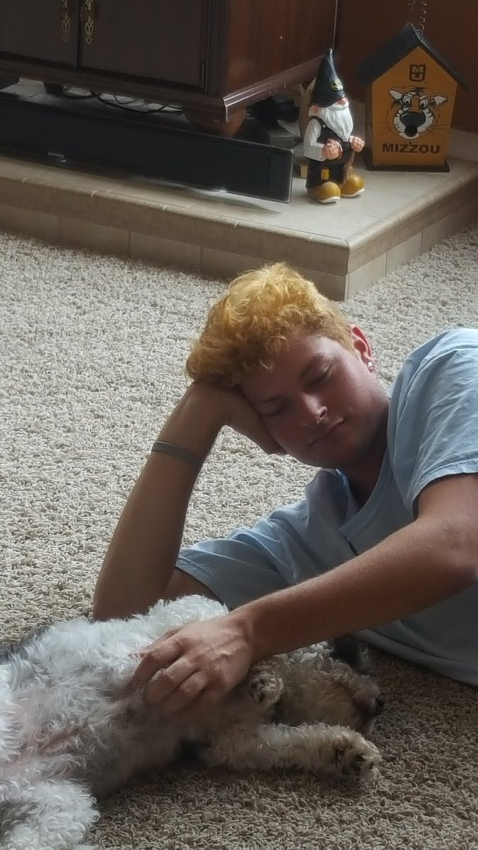 HoltmeyerGreg's tweet photo. WTF???? First earrings, now gold hair!!! Do I need  say it? Better not bring home a boyfriend!!!! https://t.co/la5XUGxOhm