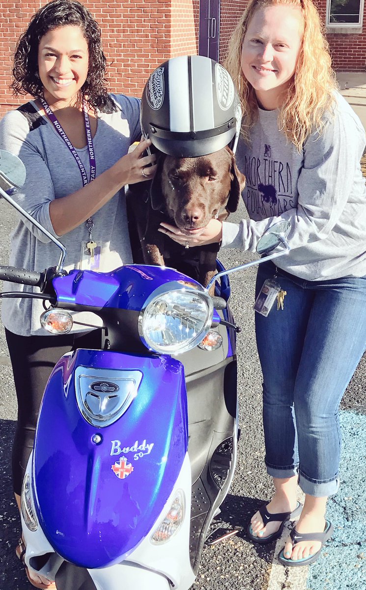 BrodeyNES's tweet photo. Taking a ride on Mr. Vance’s moped. #WeAreNorthern https://t.co/4anuXW56t6