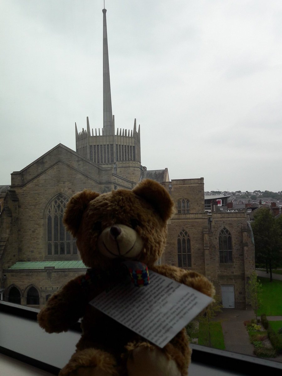 TownPremier's tweet photo. 🐻We had a little guest today, a cute bear called Eden came to visit Blackburn Town Centre and he had a lovely time 💗 he even helped at check in 😀 #autismawarebears https://t.co/4zINenVk2v