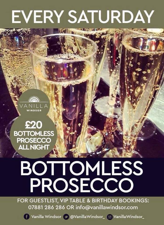 Did someone say bottomless Prosecco tonight <a href="/VanillaWindsor_/">Vanilla Windsor</a> for only £20? Bookings 07827275164