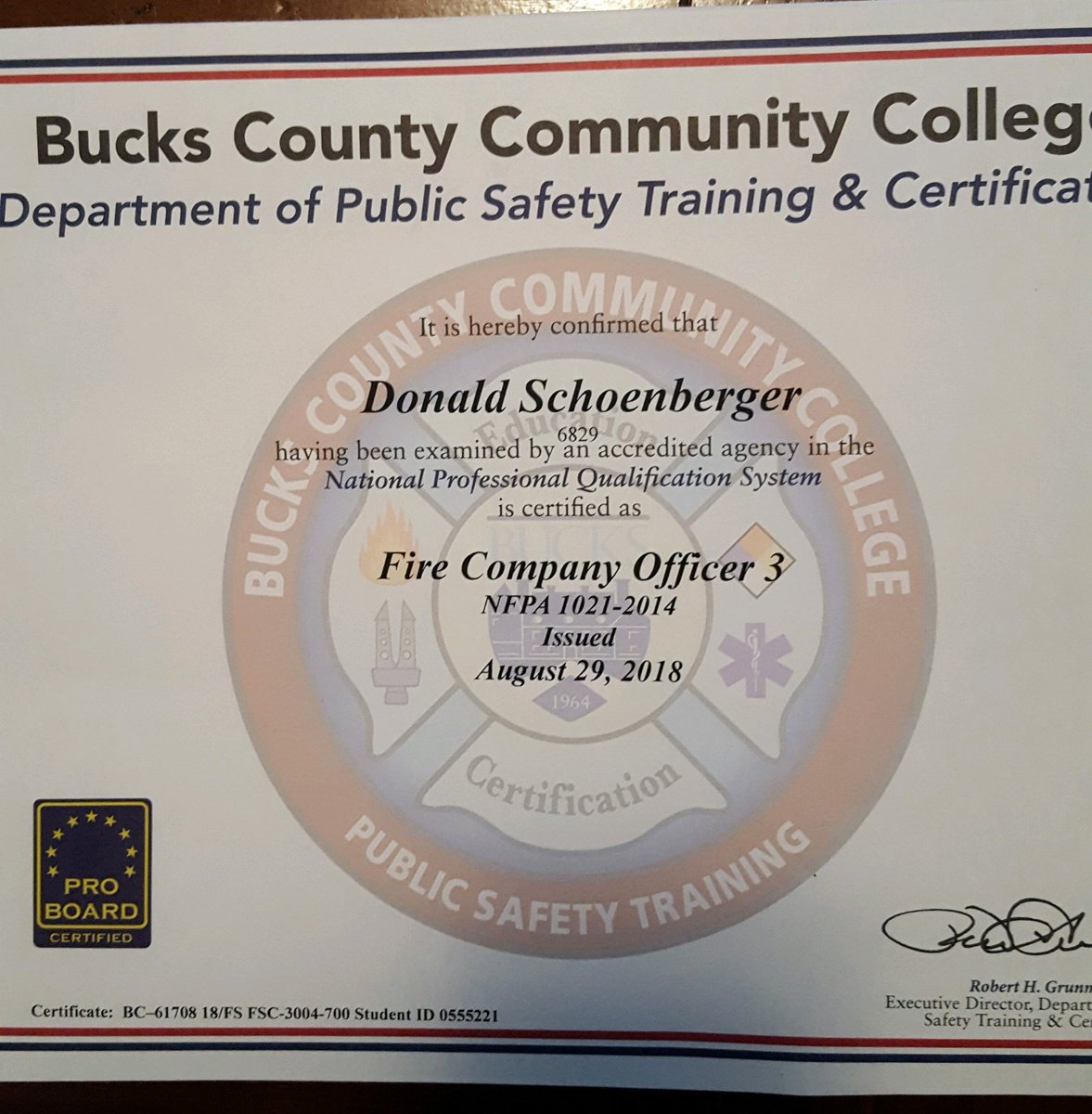 EP23FC's tweet photo. Congratulations to #deputychief D. Schoenberger on obtaining #fireofficerIII #proboard #training https://t.co/Cqtrnn8eKy