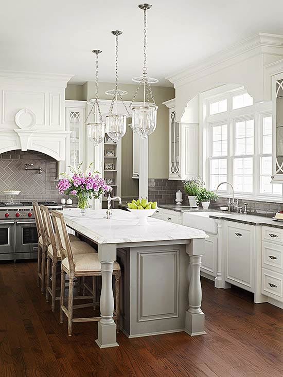 Nancy_Designer_'s tweet image. This kitchen combines gray, sage green and white perfectly!