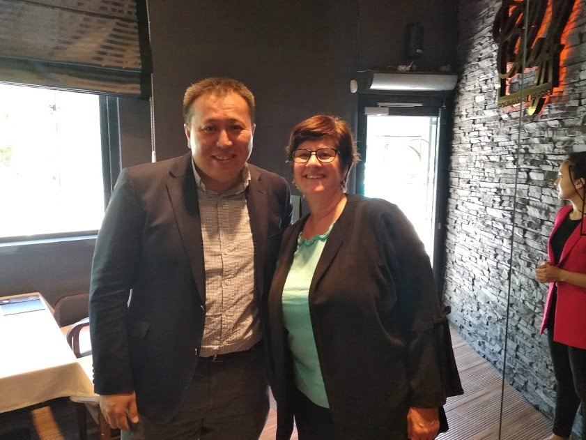 AzisAbakirov's tweet photo. Today I was able to personally thank Ms. Emilia A. Puma, Deputy Assistant Secretary, U.S. State Department, @USEmbassyKG for #TechWomen #TechGirls programs. We talked about #HTPKG and #ITacademyKG. Our KG IT companies export IT services to Silicon Valley.#LiveinKGworkwiththeWorld https://t.co/dldUs7Ccai