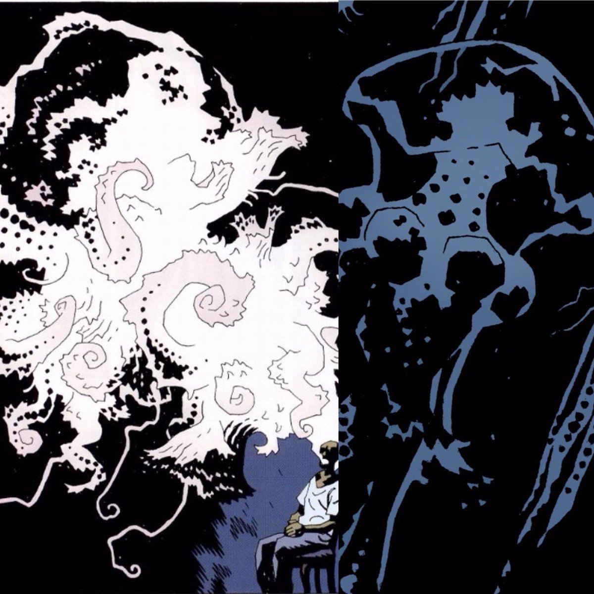 hellboybookclub's tweet photo. “Jellyfish” creatures from “Goodbye Mr. Tod” and “Conqueror Worm,” we discuss their connection on this week’s podcast episode! #hellboybookclub #podcast #hellboy #mingola #goodbyemrtod #conquerorworm #darkhorsecomics #jellyfish https://t.co/uXhA5HmIJ7