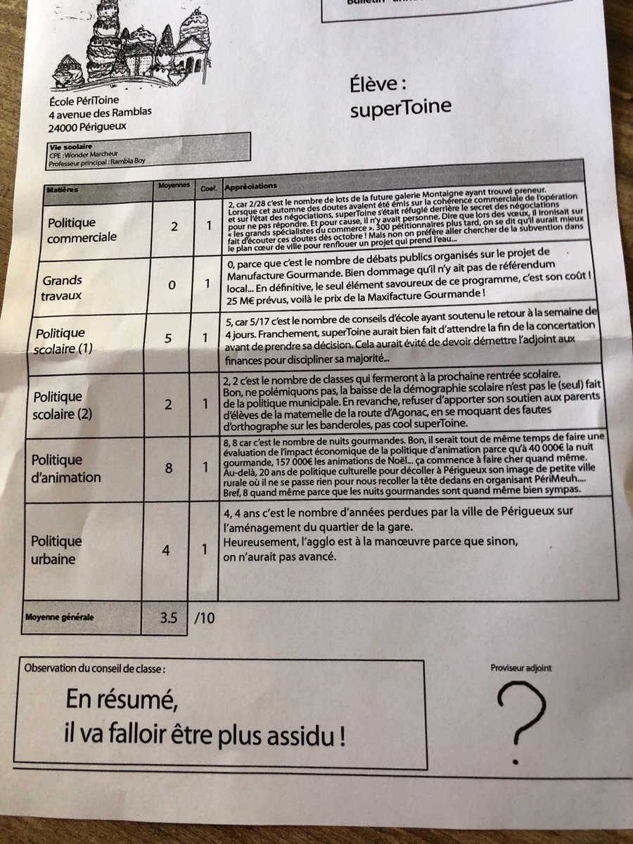 PxEnMarche's tweet photo. En tant que "CPE", nous regrettons les résultats si décevants d'un élève pourtant annoncé comme prometteur. 😉 https://t.co/GQm94FcYbV