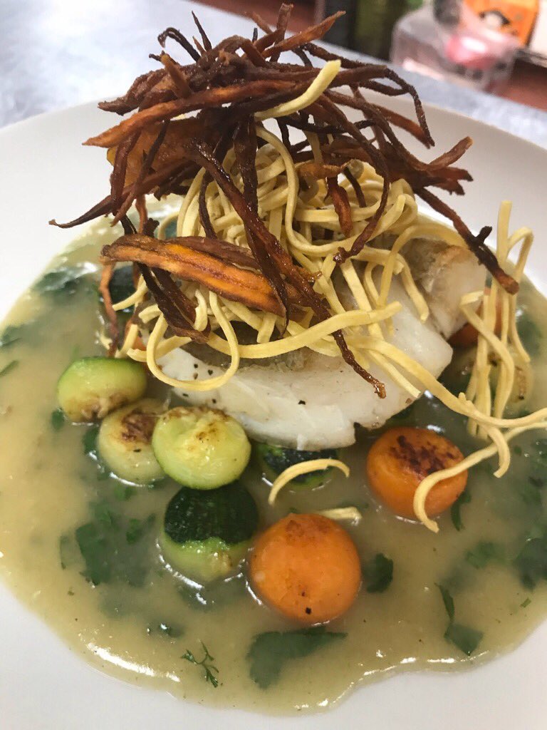 Tonight's special: Thai green cod loin, sweet potato, courgette and crispy noodles #freshfood #rebelkitchen #dailyspecials