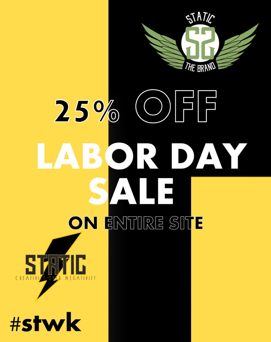 Staticthebrand's tweet photo. You have this whole weekend to take advantage of our sale !!! Thank you to everyone supporting#oc #stwk #clothingbrand #anaheim #yingyang #labordayweekend #laborday2018 #labordaysale #static #staticthebrand #creativty #over #negativity #streetstyle #streetwearfashion #streetwear https://t.co/rZROsvFHG9