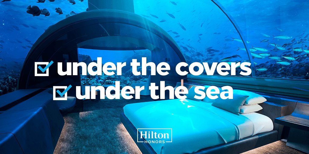 HiltonHonors's tweet photo. Why choose a water bed when you can get an underwater bed? @ConradMaldives first underwater villa was engineered to withstand the ocean deep—and give guests their deepest sleep ever. https://t.co/AEt1WiIrHA https://t.co/wwm51A1q13