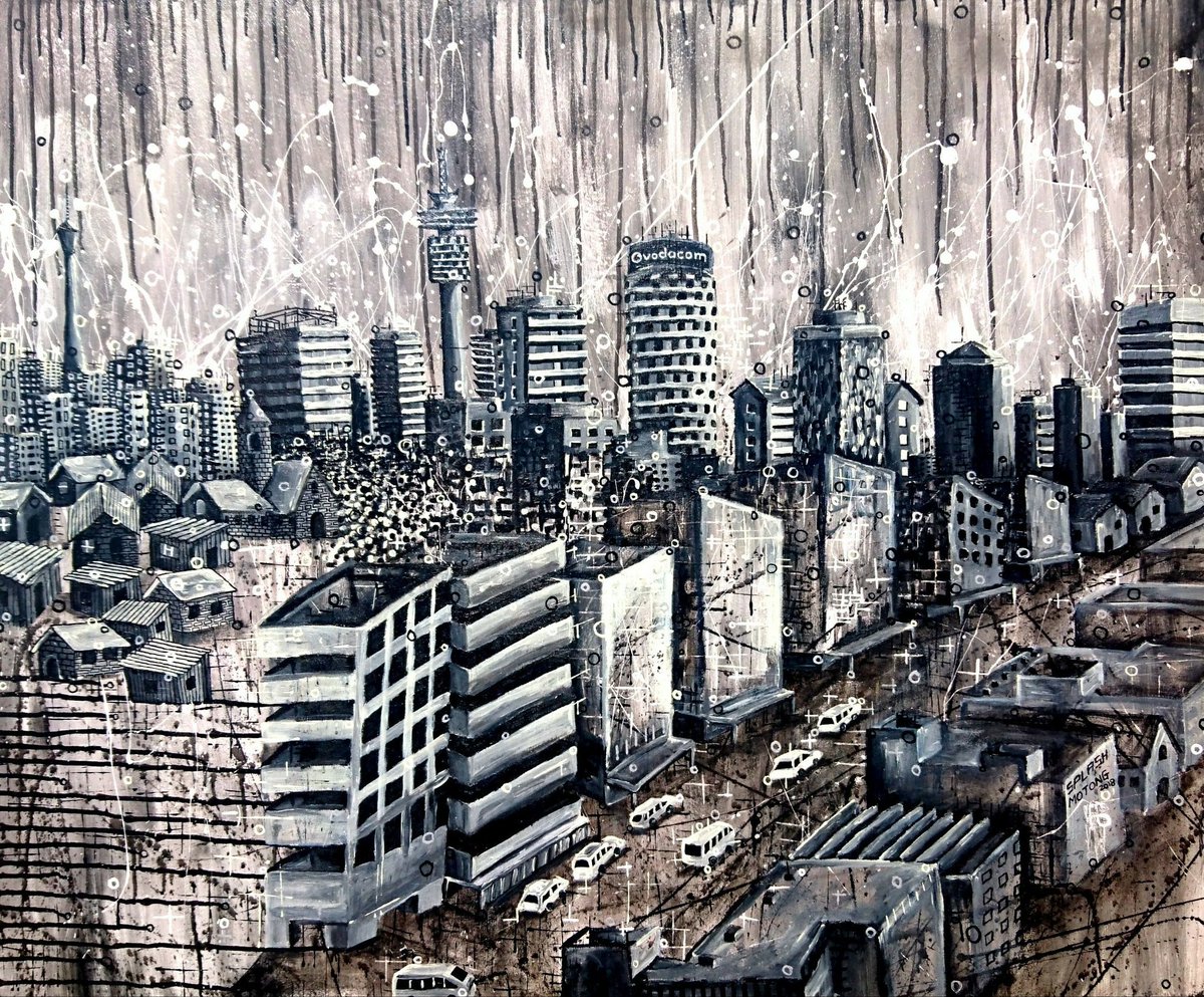 laejhb1's tweet photo. "Jozi at night" by Splash Motong. Size 120cm x 120cm. Experience original contemporary art by emerging artist on exhibition at the LAE Gallery @1foxprecinct We are open on Sundays! Contact info@laejhb.co.za / 082 5733 488 #SplashMotong #LAE #LAEHQ #LivingArtistEmporium #1fox https://t.co/PJvyRHvlpA