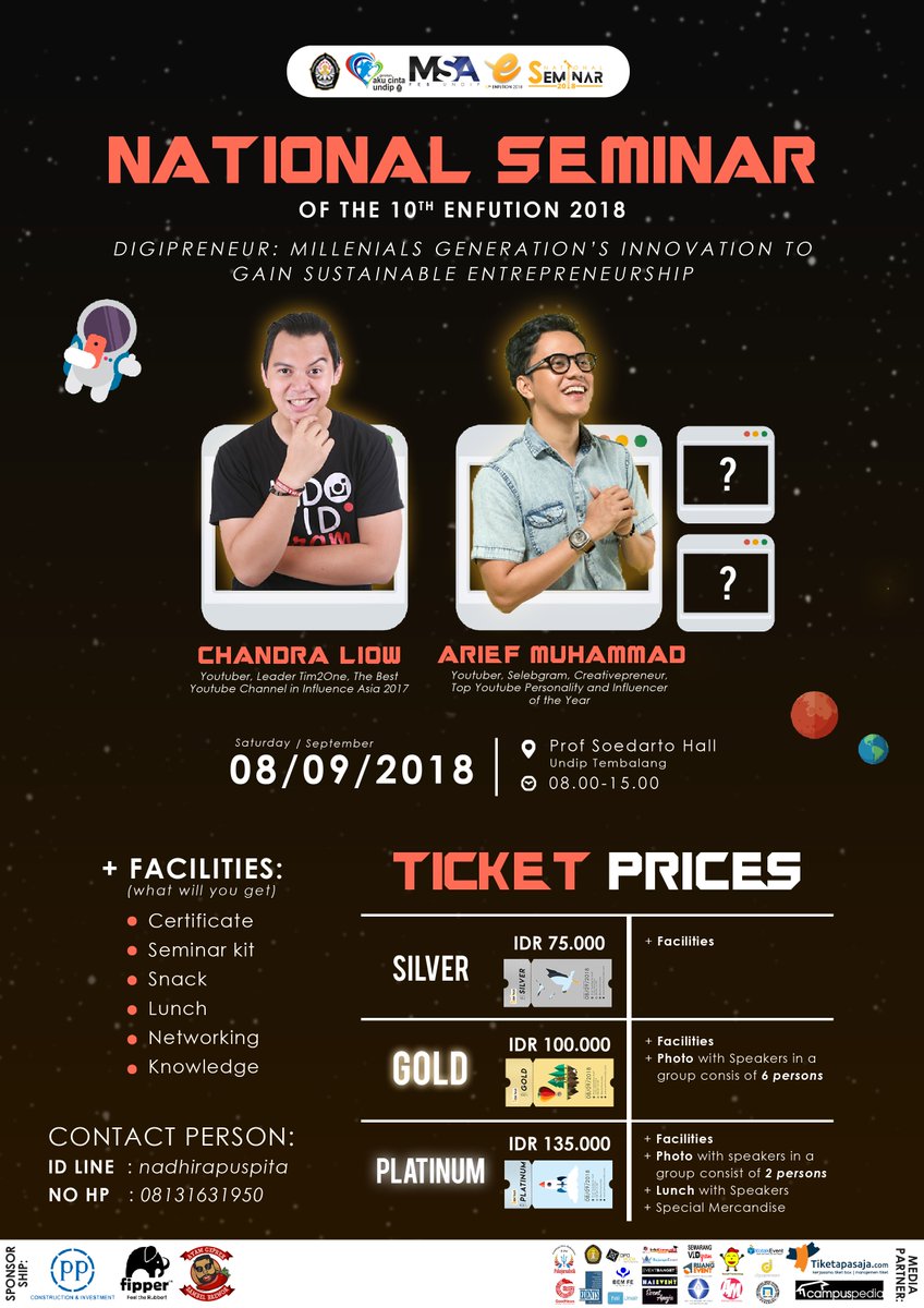 Good News From Indonesia On Twitter National Seminar And Talkshow Enfution 2018 Muhammad Arief Yakoeb Well Known As Arief Muhammad He Will Inspire You About His Achievements Specially On Youtube So What Are