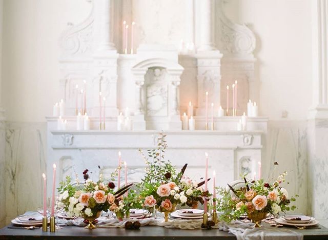 <a href="/emblemflowers/">Emblem Flowers</a> and @roandcoevents designed this romantic tablescape, shot by <a href="/rebeccayale/">Rebecca Yale</a>