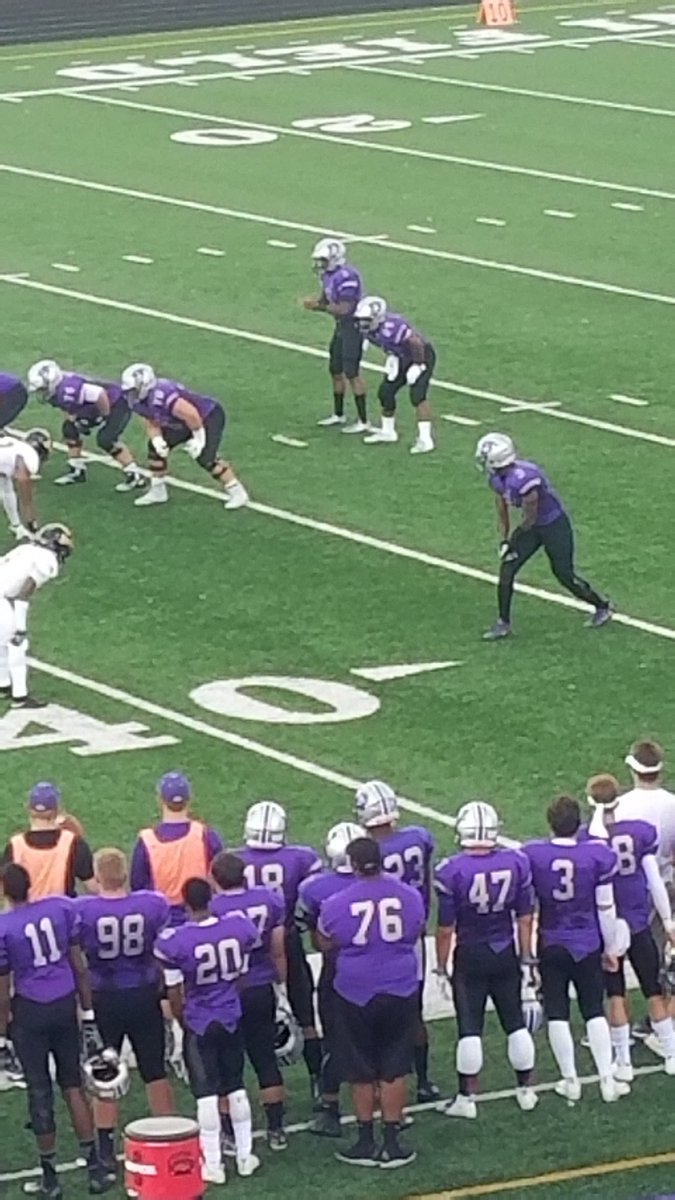 CoachDanBaker's tweet photo. Former Commodore @Pg3Gardner inserted in at QB for @BlufftonFB early in the 1st Quarter in game #1 of the season vs Wooster. 
#FirstStripe 
#ClimbThePeak https://t.co/5AmDhEVXBE