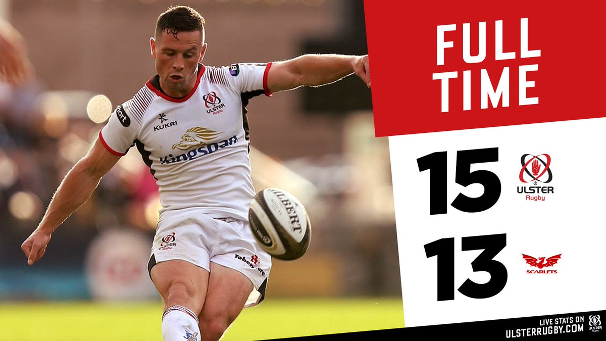 Full-Time: Ulster 15 Scarlets 13

Wow, what a thriller for the opening game of the @PRO14Official as John Cooney's 80th minute penalty seals the win for Ulster!

#SUFTUMLive #ULSvSCA