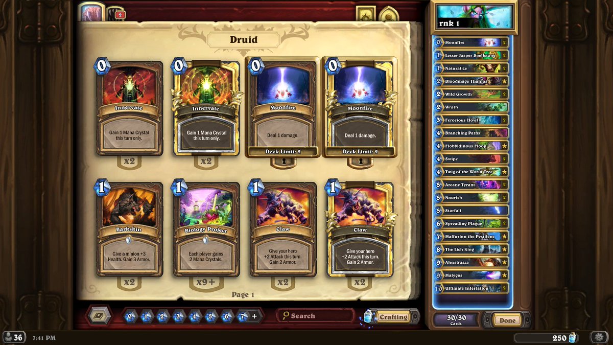 Finished 1 for 3rd time in last 4 months with Maly Druid. Props to @apara_ska for a hard fought battle and to <a href="/noblord_hs/">PSI | noblord</a> for streaming it and getting consistently highrolled to make it easier. Can you guys not ban my Druid in upcoming tournaments plz