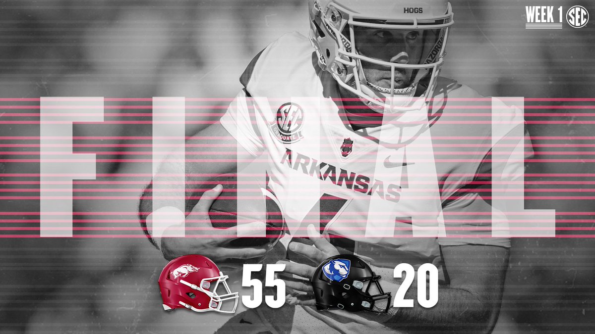 SEC's tweet photo. .@RazorbackFB grabs a W. https://t.co/miUGk0DSpm