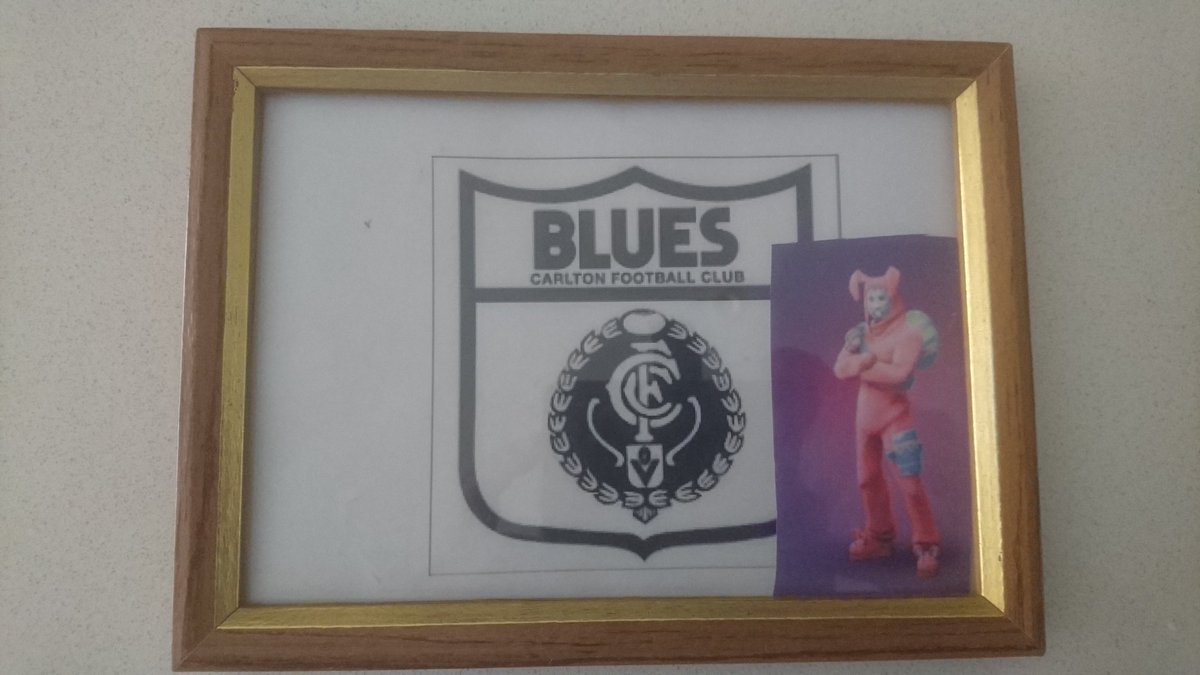 MattMills007's tweet photo. "Happy fathers day, here's a framed retro @CarltonFC logo.
There's a also a random pic from Fortnite in there. It's my favourite character"
#SamLife π https://t.co/i5mawSGk0h