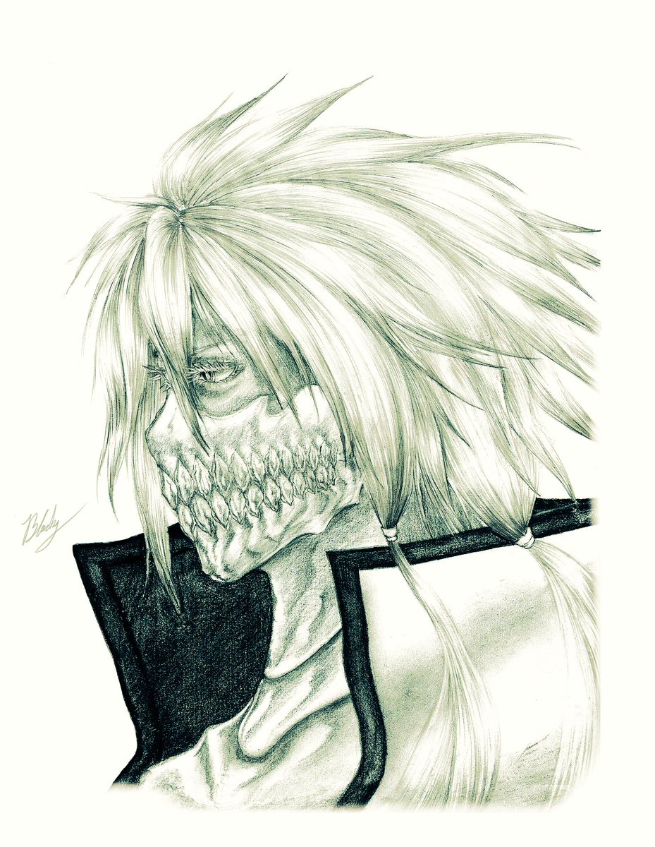 Blacky Bleach ネル トゥ 破面 前第3十刃 鉛筆画 Bleach ハルベリ Allfiction偽