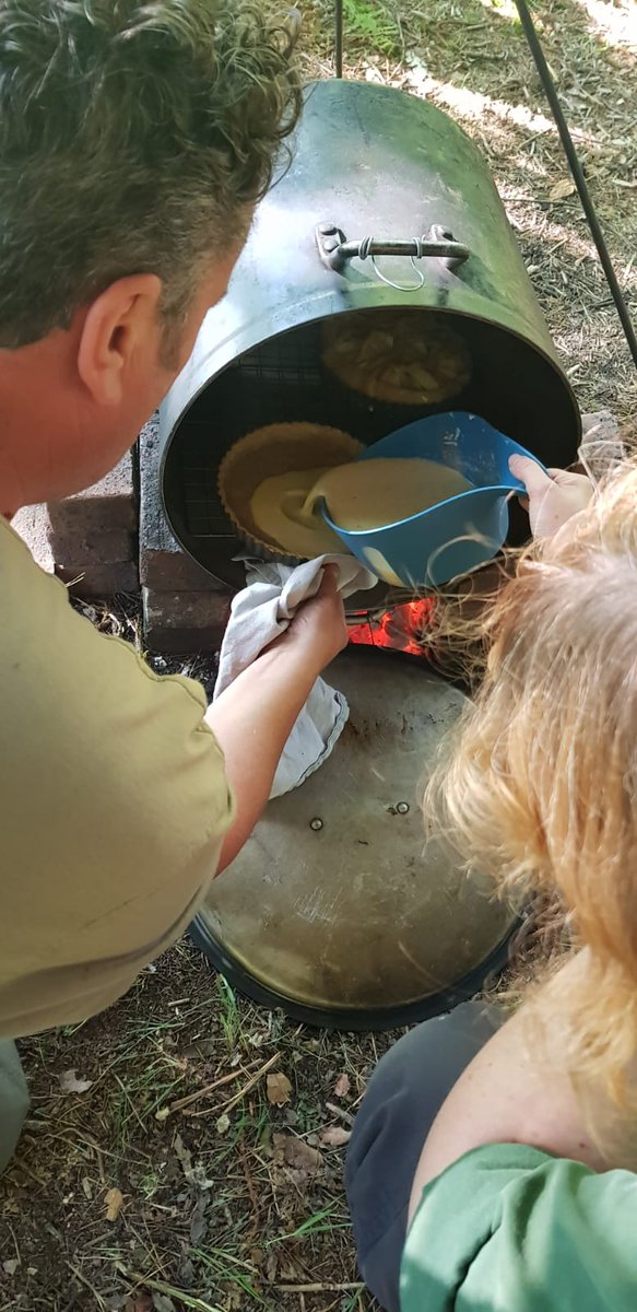 Ray_Mears's tweet photo. Pouring the filling of a tarte au citron in the improvised oven on the Woodlore Bush Chef course. #Cooking #outdoors #Woodlore #bushcraft #bushchef #Food #pudding #dessert #cuisine https://t.co/P1OlTF7VaG