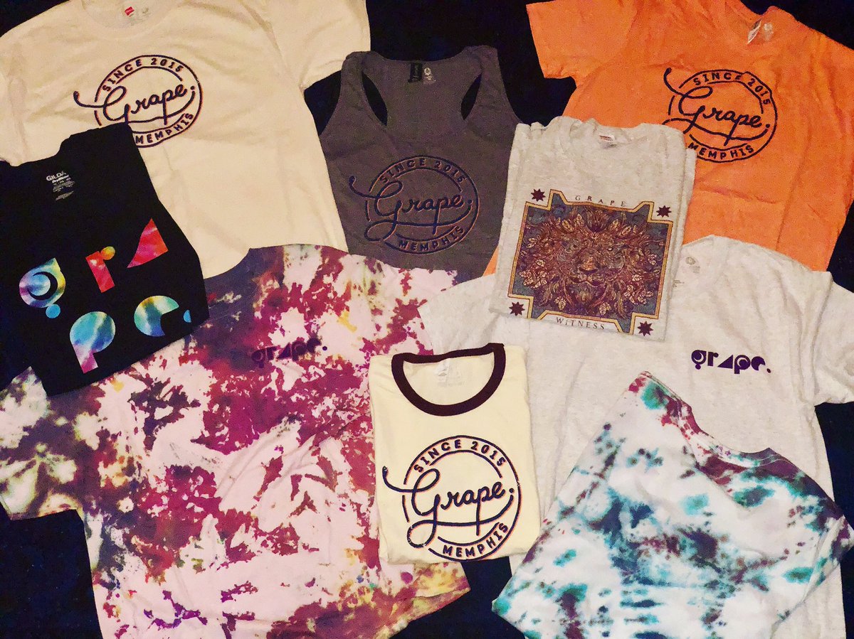 thegrapeband's tweet photo. ¡Merch-ado yo! 

for Orders Email : thegrapeband@gmail.com 

________________

#grapemusic #bandmerch #custommerch #tiedye #logo #roadie #14stonesRecords #limitedsupplieslast #grapemerch #jamband #Choose901 https://t.co/BLexY2gV4P