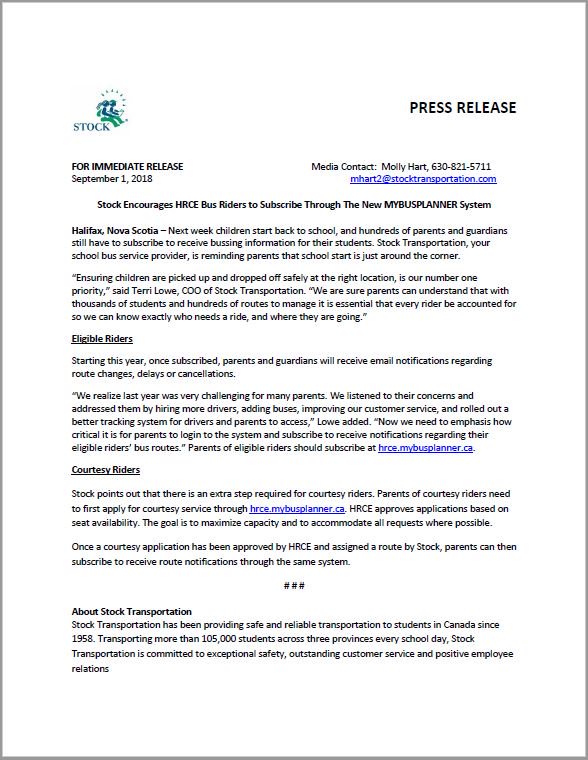 Next week children start back to school, and hundreds of parents and guardians still have to subscribe to receive bussing information for their students. Please read our release below for more information. <a href="/CTVAtlantic/">CTV News Atlantic</a>