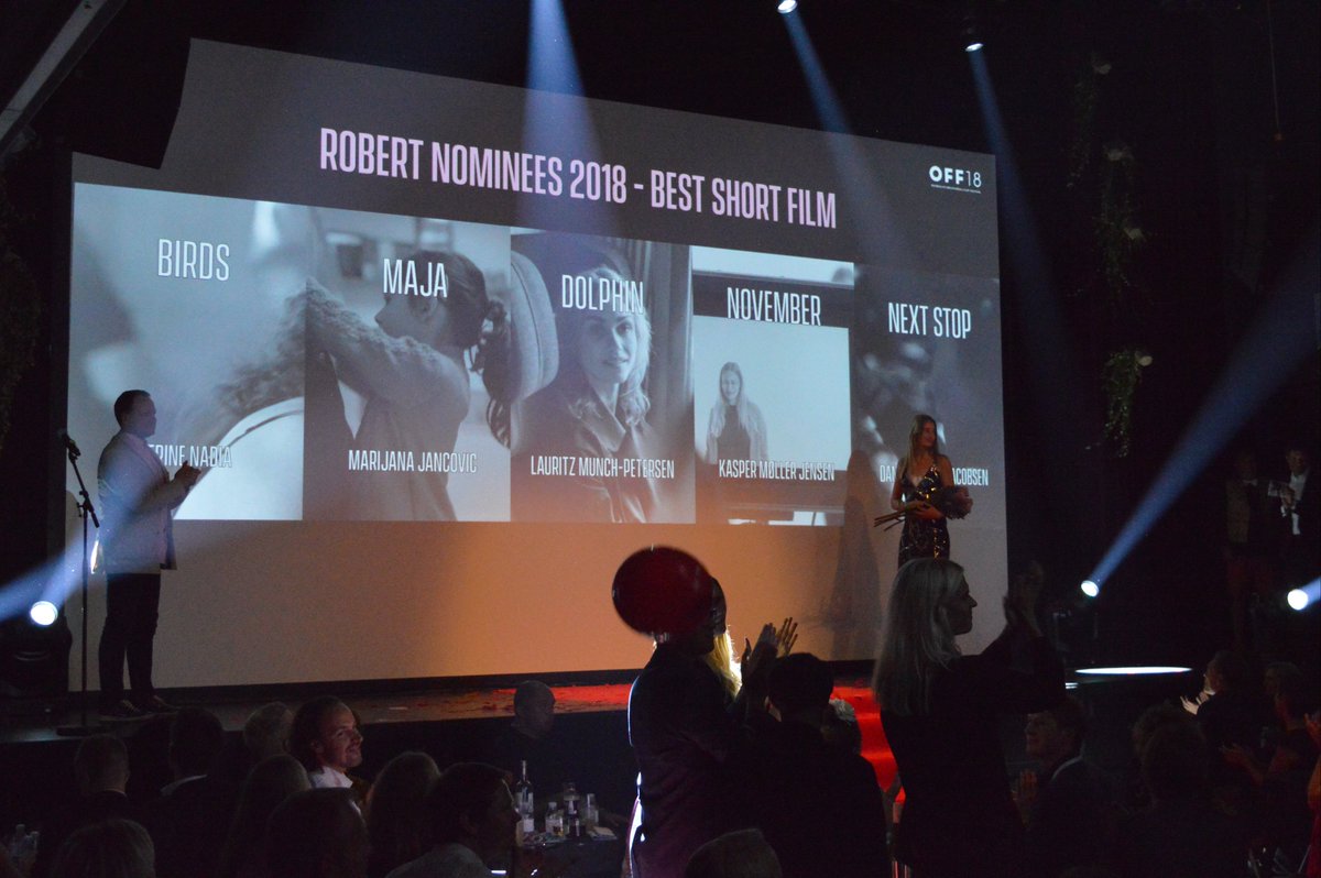 Filmakademiet's tweet image. Tillykke til de fem Robert-nominerede kortfilm der lige er blevet offentliggjort til #OFF18 Award. Se titlerne her: filmakademiet.dk/nyheder/aarets…