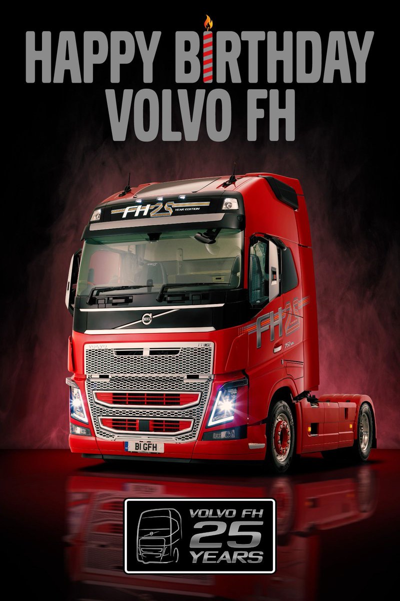 Trucker__Andy's tweet photo. Happy 25th Birthday to the @VolvoTrucksUK FH. Looks quite striking in red "FH25" livery don't you think @translink_uk (hint hint 😉)? #FH25 #VolvoTrucks #VolvoFH #FH16 #25Years #HappyBirthday https://t.co/AmDO9OHbin
